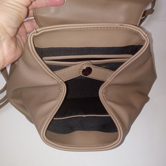 Street Level Dark Taupe Faux Leather Small Backpack Handbag Purse - Picture 5 of 6